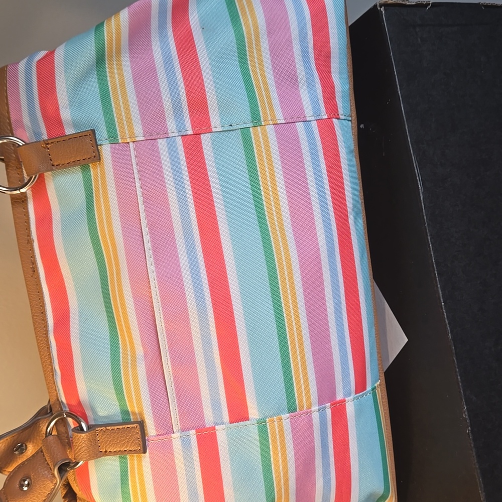 Brand  New Lily Bloom Striped "The Maggie Satchel" NEW Retail 75 - Picture 3 of 6